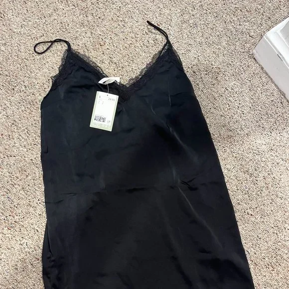 h&m black slip dress The Satin Slip Dress